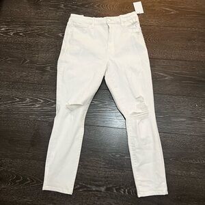 good american white ripped jeans size 12